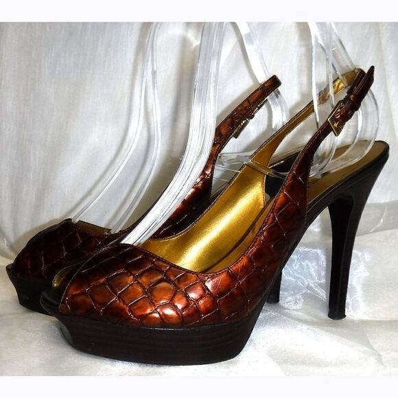 Guess polished copper peeptoe heels - Picture 3 of 4